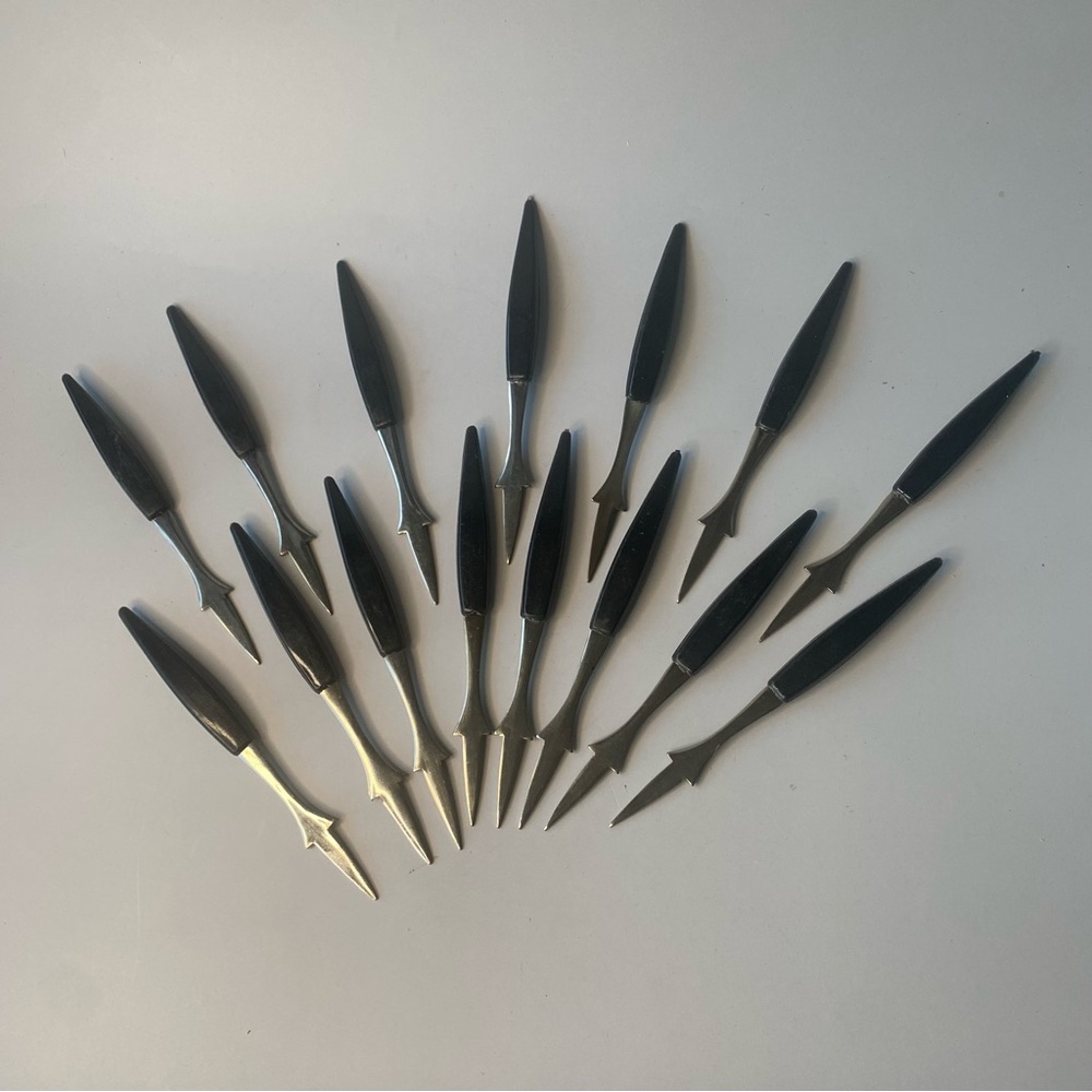 Vintage Mid Century Stainless Steel Appetizer Picks Set of 15